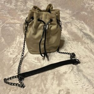 GUCCI mini drawstring bag. Beige with black trim Unbranded chain added